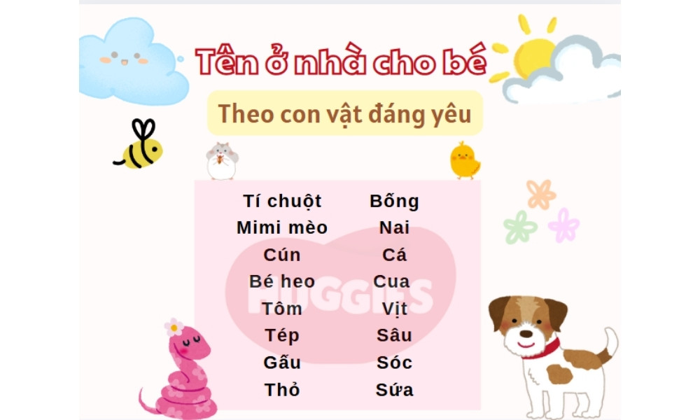 Tên ở nhà dễ thương cho bé theo con vật đáng yêu