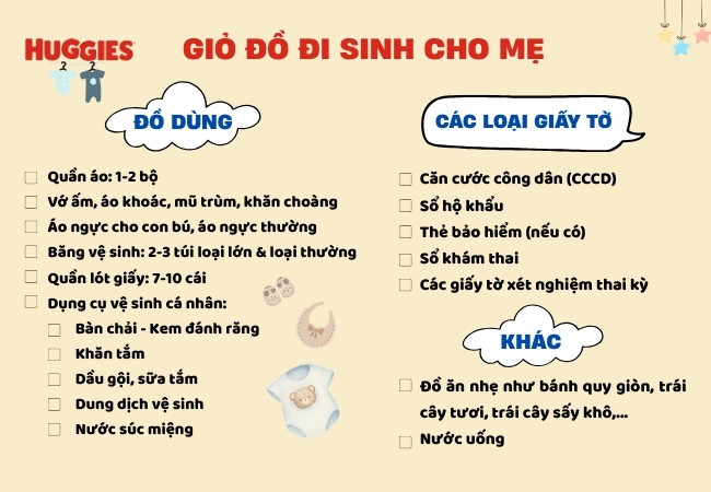 Danh sách chuẩn bị đồ đi sinh cho mẹ