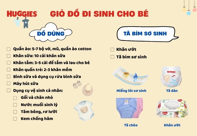 Danh sách chuẩn bị đồ đi sinh cho bé