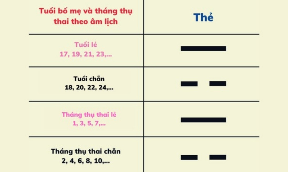 Bảng tính sinh con trai dựa theo tuổi và tháng thụ thai