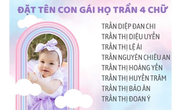 Đặt tên con gái họ Trần 4 chữ