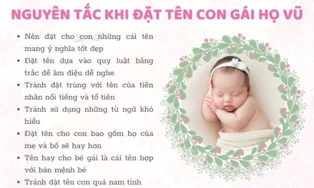nguyên tắc đặt tên con gái họ vũ
