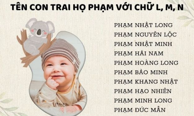 Tên con trai họ Phạm với chữ L, M, N