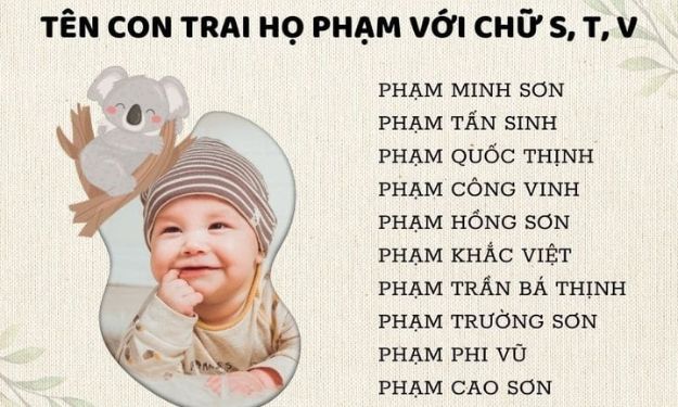 Tên con trai họ Phạm với chữu S, T, V