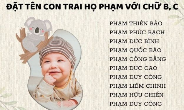 Tên con trai họ Phạm với chữ B, C