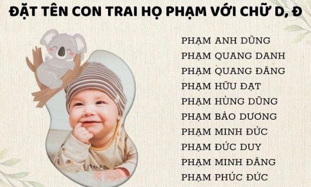 Tên con trai họ Phạm với chữ D, Đ