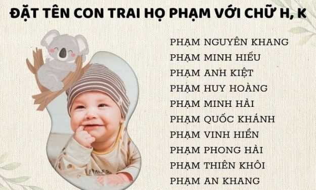 Tên con trai họ Phạm với chữ H, K