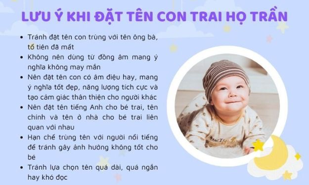 Lưu ý khi đặt tên con trai họ Trần