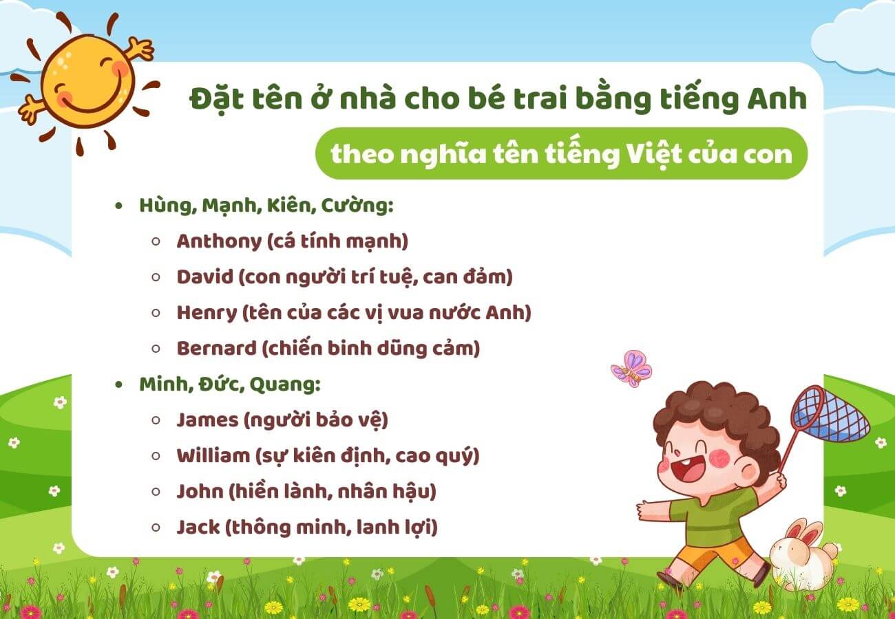 Đặt tên ở nhà cho bé theo nghĩa tên tiếng Việt