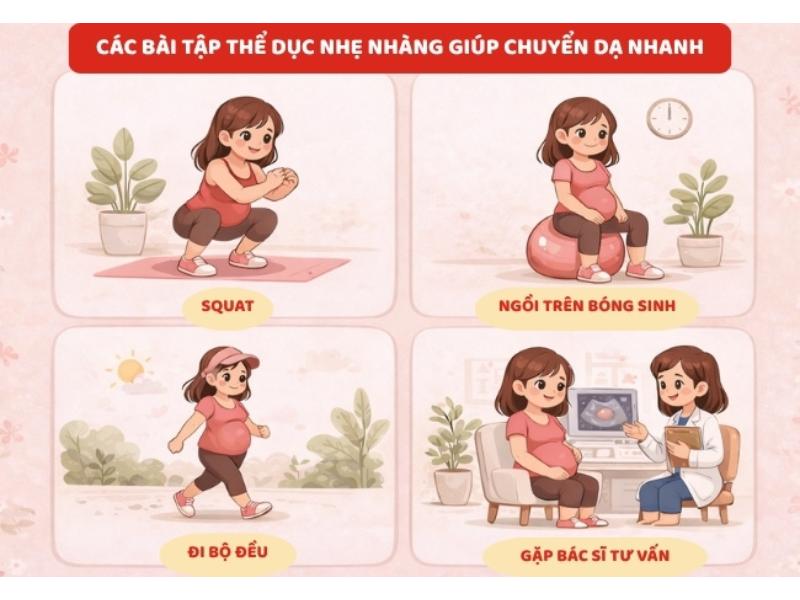 các bài tập giúp mẹ bầu chuyển dạ nhanh