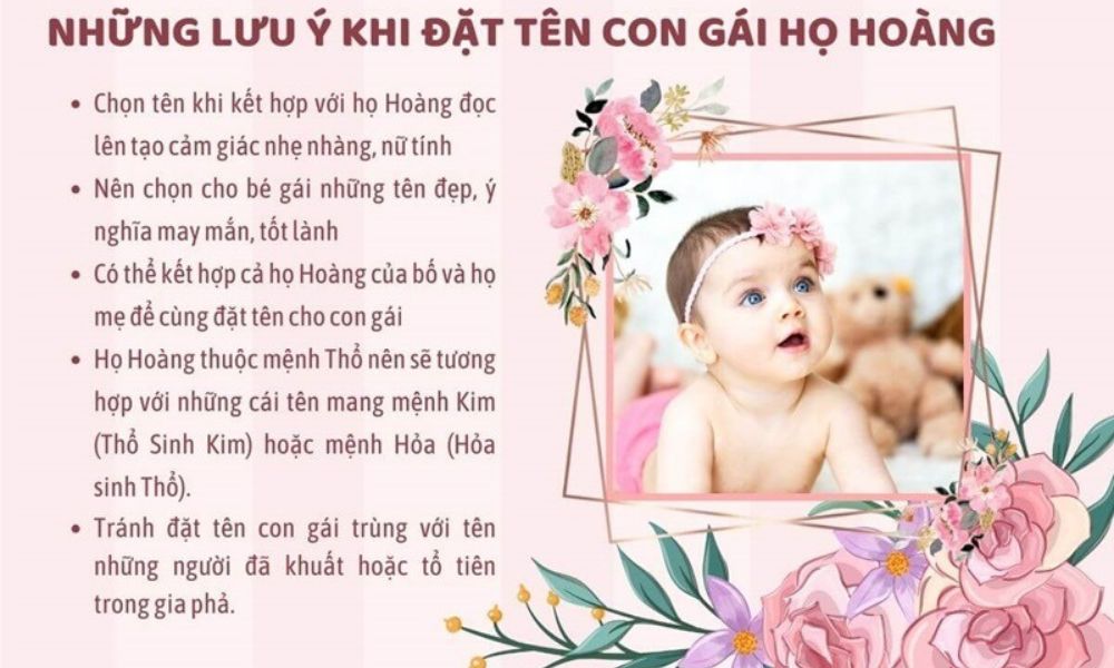 Lưu ý khi đặt tên con gái họ Hoàng