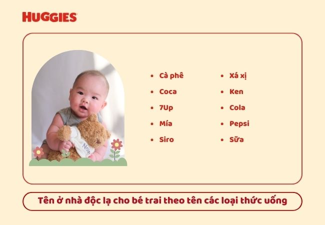 Tên ở nhà độc lạ cho bé trai theo tên các loại thức uống 