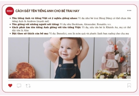 Cách đặt tên tiếng Anh cho bé trai hay