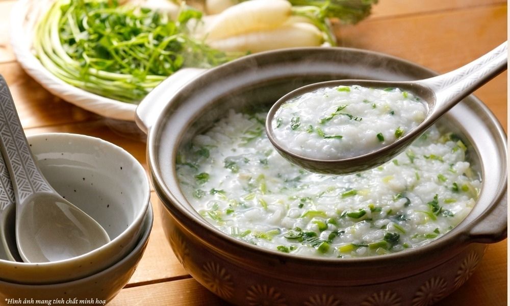 Cháo thịt heo rau cải ngọt