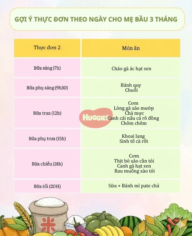 thực đơn cho bà bầu 3 tháng đầu 2