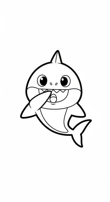 Tranh tô màu cá mập, Baby Shark cute 2