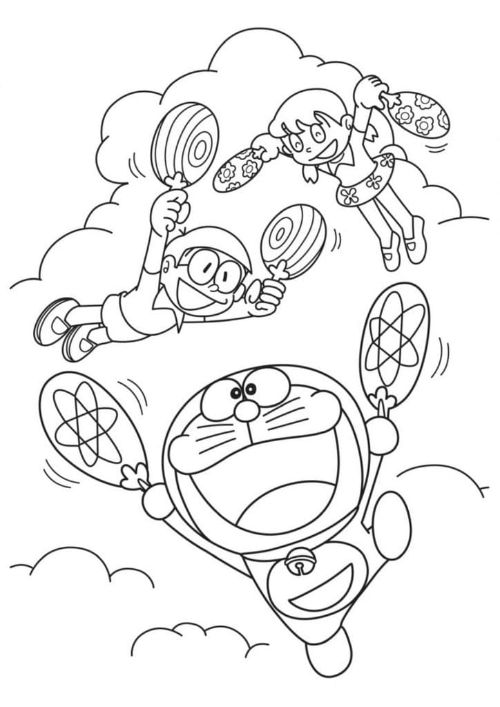Tranh tô màu Doraemon và các bạn 2