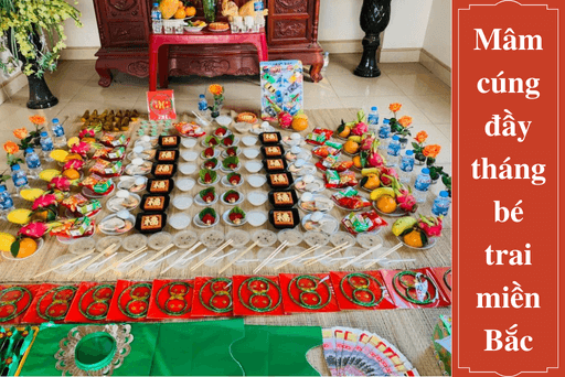 Cúng đầy tháng bé trai miền Bắc
