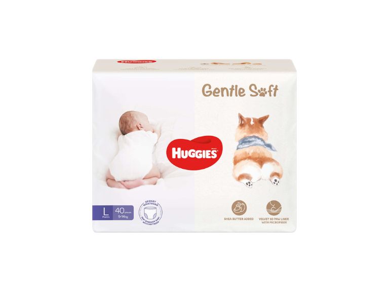 Tã quần Huggies Gentle Soft Corgi với chất liệu siêu mềm Microfiber