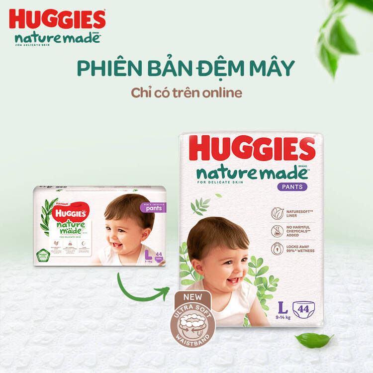 Tã sơ sinh cao cấp Huggies Naturemade chất lượng 5 sao