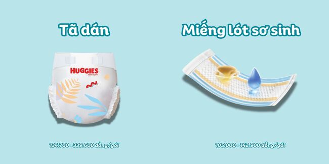 Giá thành của tã dán và miếng lót