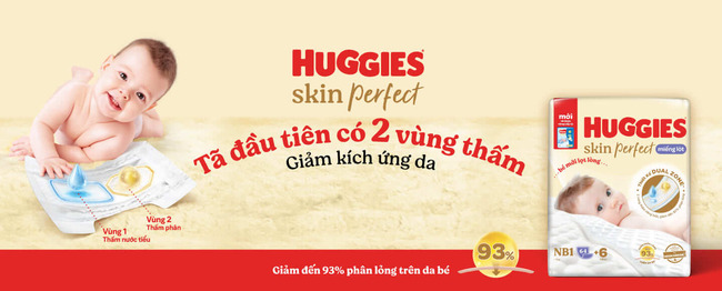 Miếng lót sơ sinh Huggies Skin Perfect giảm nguy cơ kích ứng da của trẻ