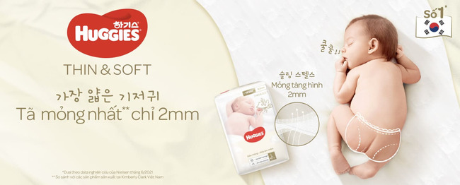 Tã dán Huggies Thin & Soft Hàn Quốc thoáng khí an toàn cho da bé
