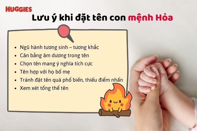 Những điều cần lưu ý khi đặt tên mệnh Hỏa cho con