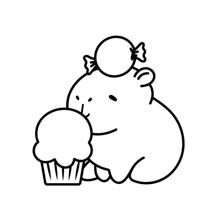 Tranh tô màu Capybara cute 1