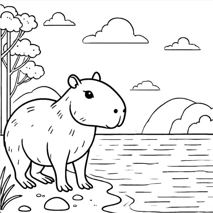 Tranh tô màu Capybara cute 6