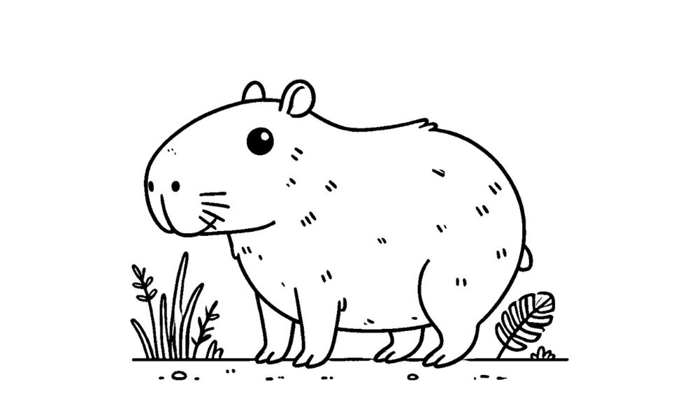 Tranh tô màu Capybara cute 7