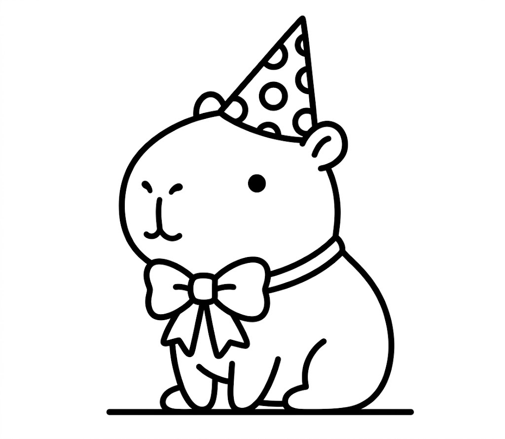 tranh tô màu capybara chibi cute 1