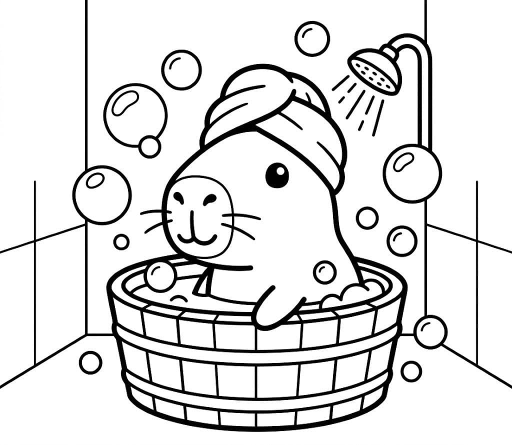 tranh tô màu capybara chibi cute 2