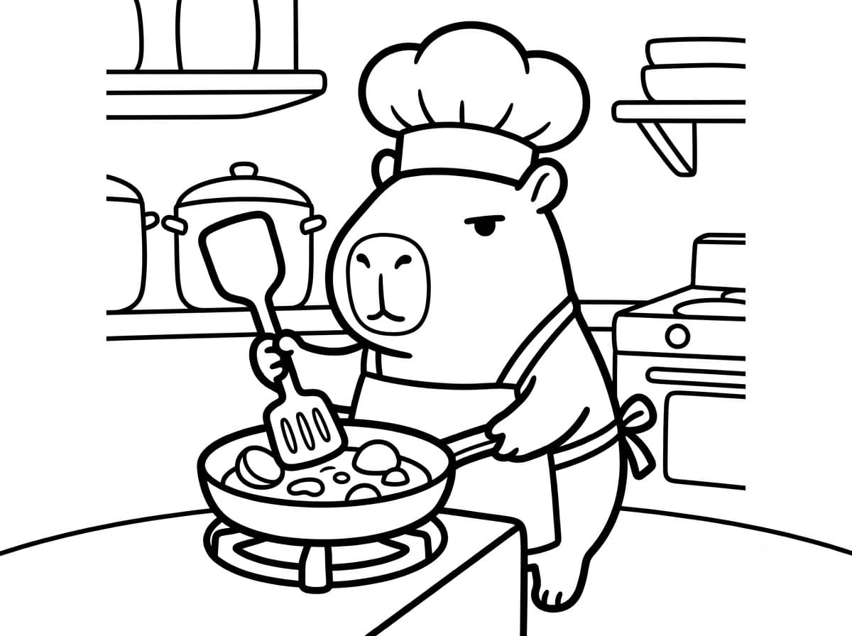 tranh tô màu capybara chibi cute 3