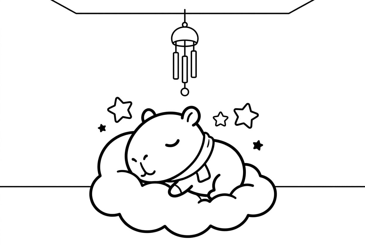 tranh tô màu capybara chibi cute 5