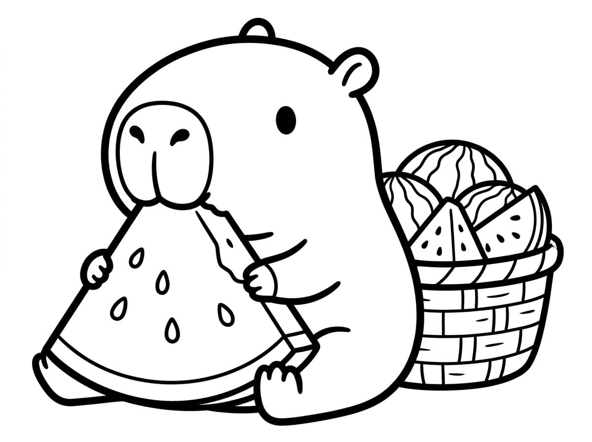 tranh tô màu capybara chibi cute 7