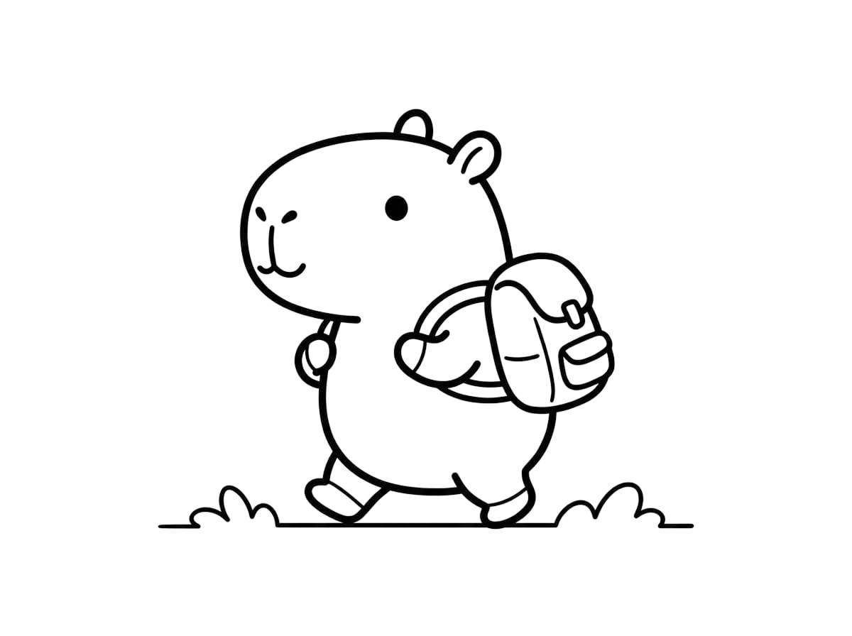 tranh tô màu capybara chibi cute 9
