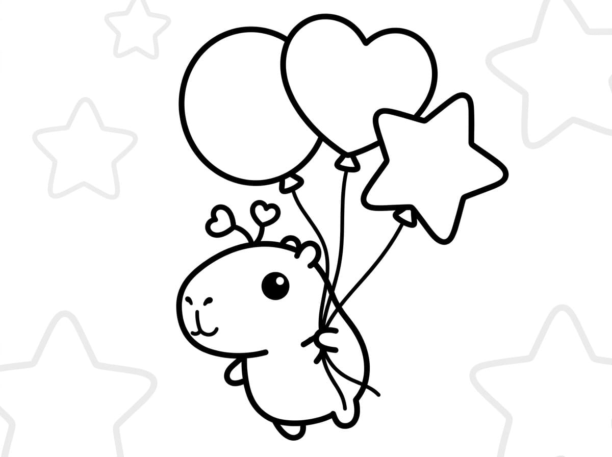 tranh tô màu capybara chibi cute 10