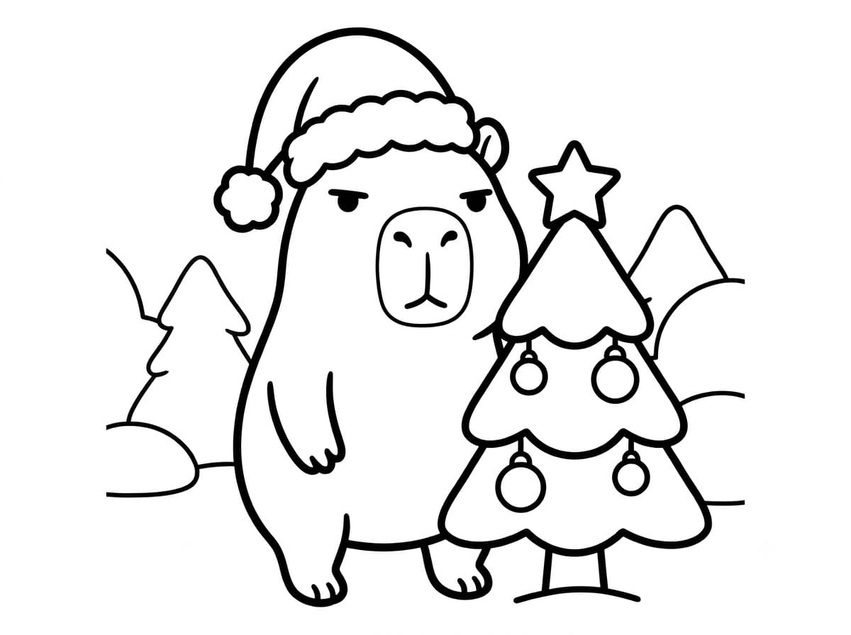 tranh tô màu capybara giáng sinh 4