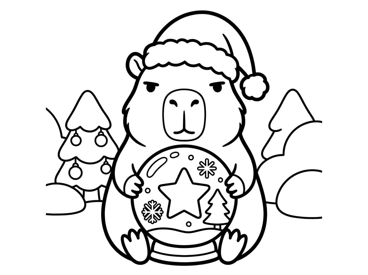 tranh tô màu capybara giáng sinh 7