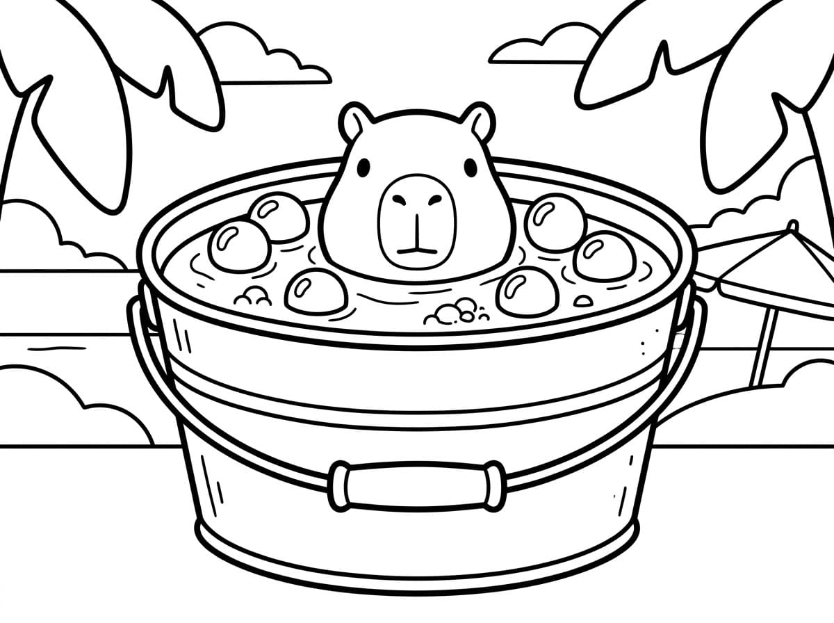 tranh tô màu capybara trà sữa 3