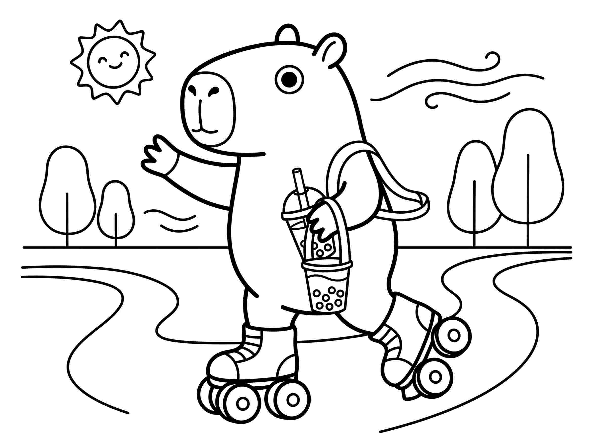tranh tô màu capybara trà sữa 7