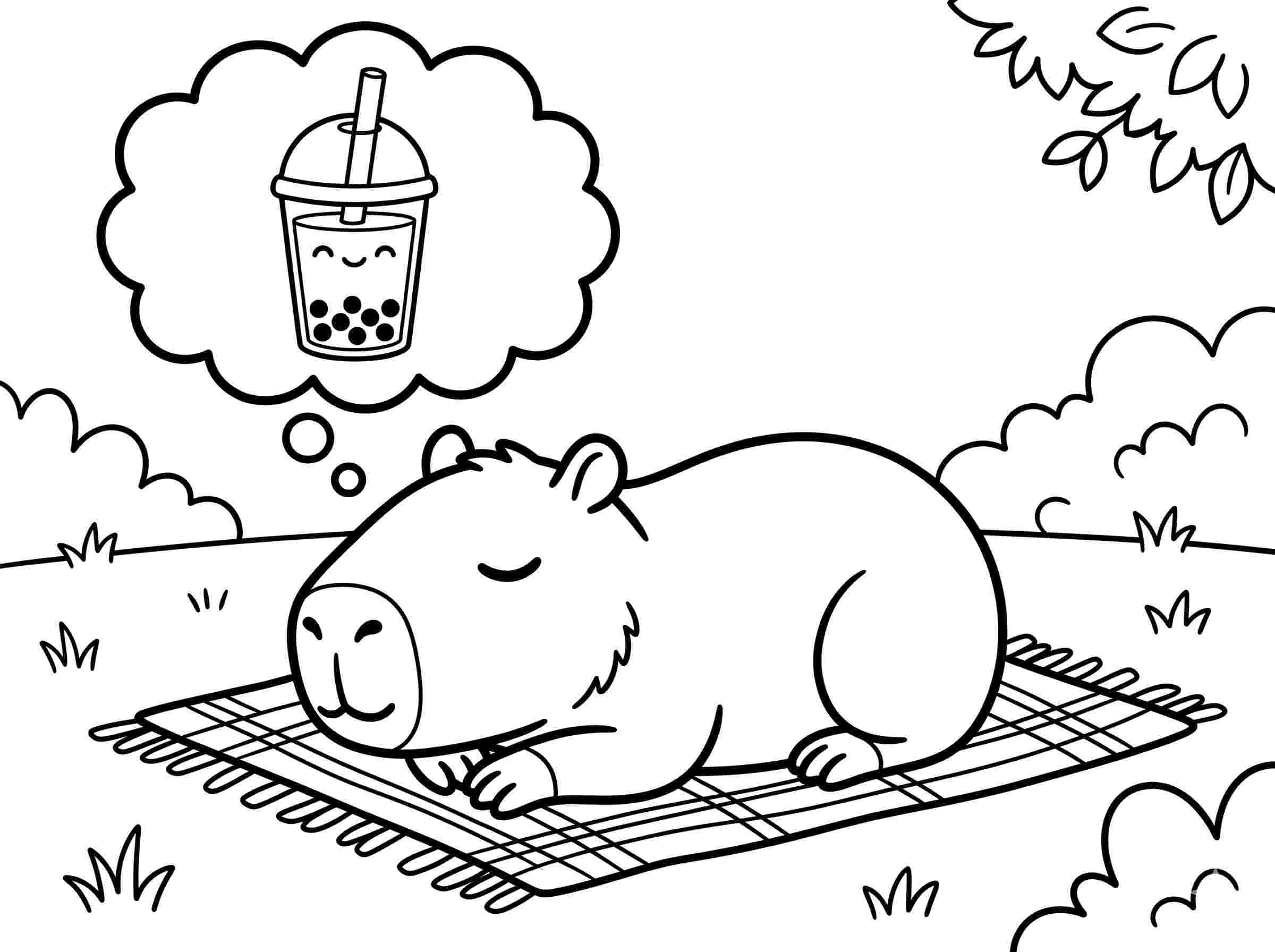 tranh tô màu capybara trà sữa 10