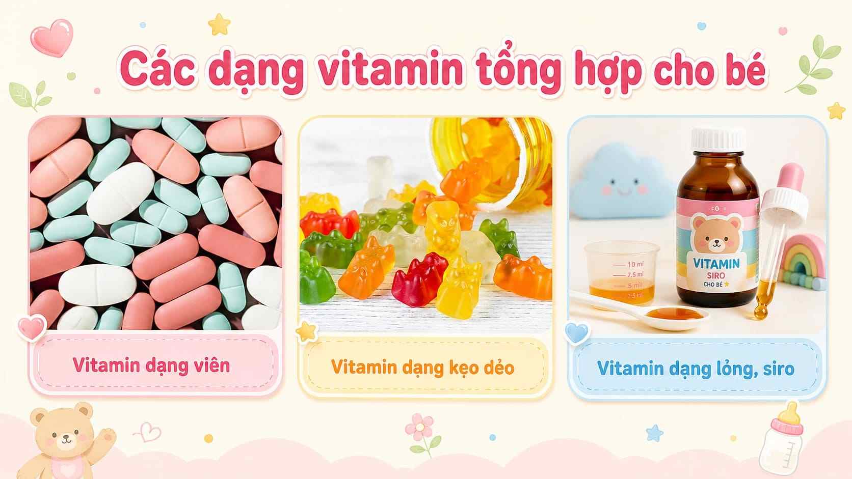 các dạng vitamin tổng hợp cho bé