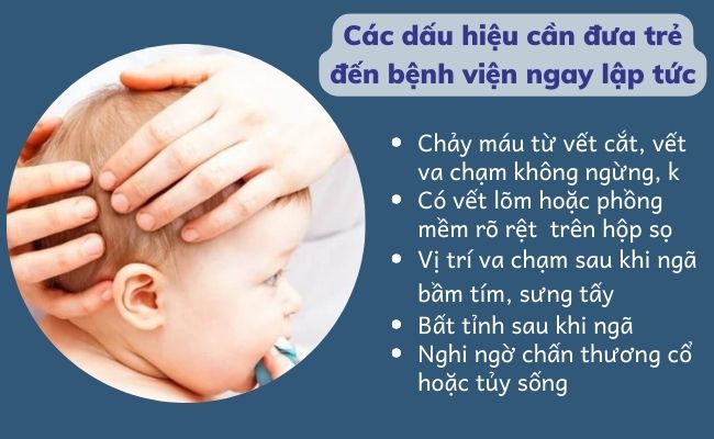 bé bị ngã đập đầu phía sau có nguy hiểm không