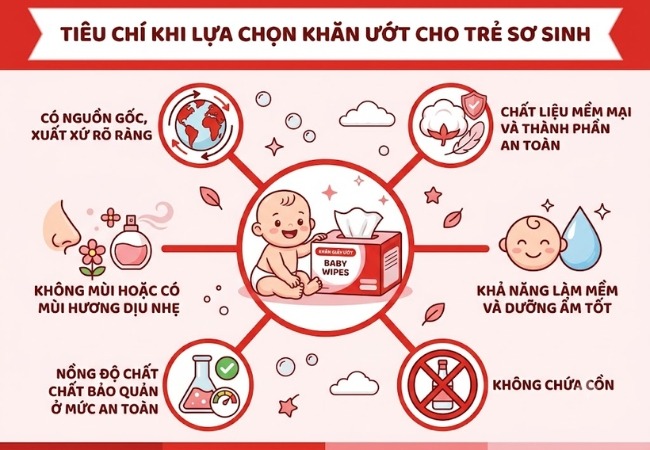 tiêu chí lựa chọn khăn giấy ướt cho trẻ sơ sinh