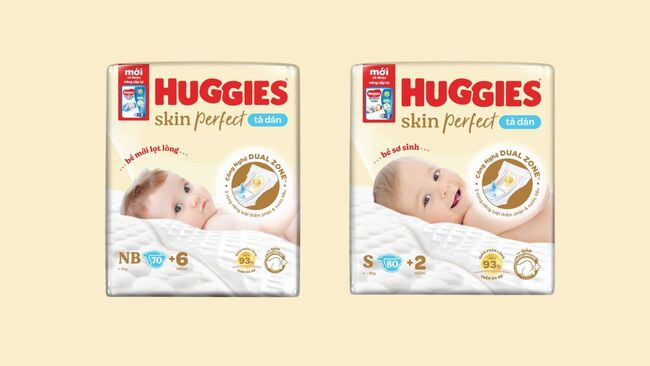 >Tã dán sơ sinh Huggies Skin Perfect