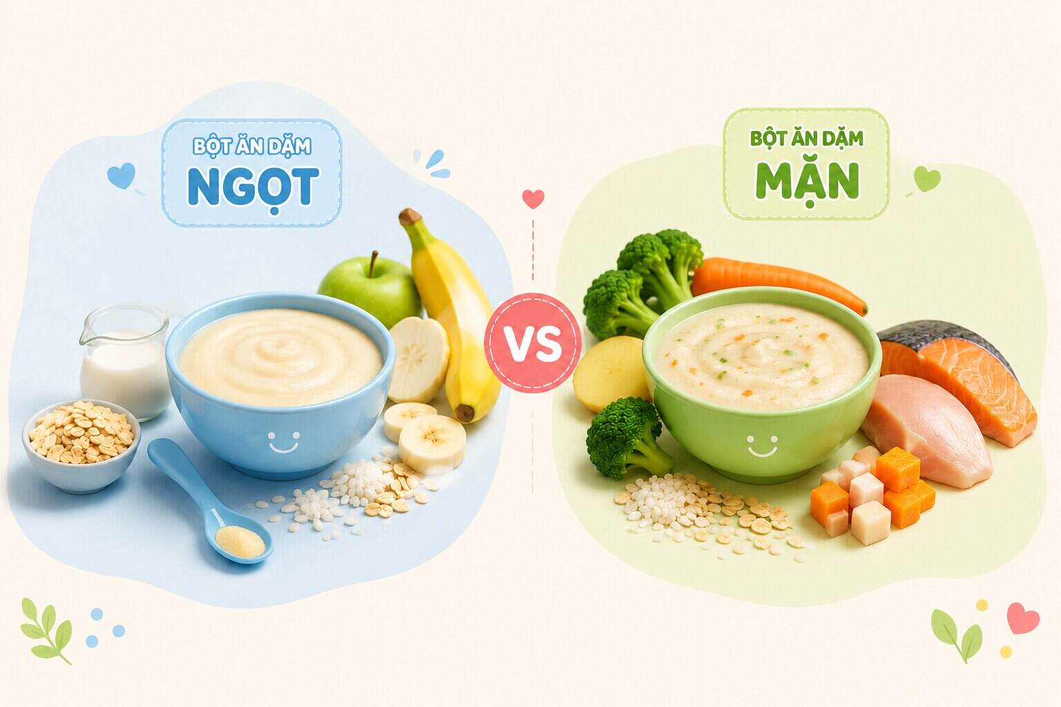 bột ăn dặm cho bé mặn và ngọt