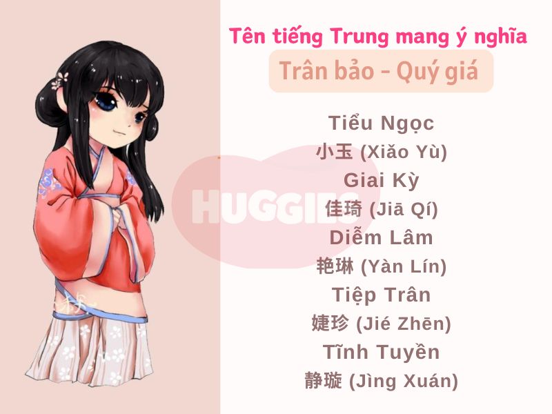 Tên tiếng Trung hay cho nữ với ý nghĩa trân bảo quý giá