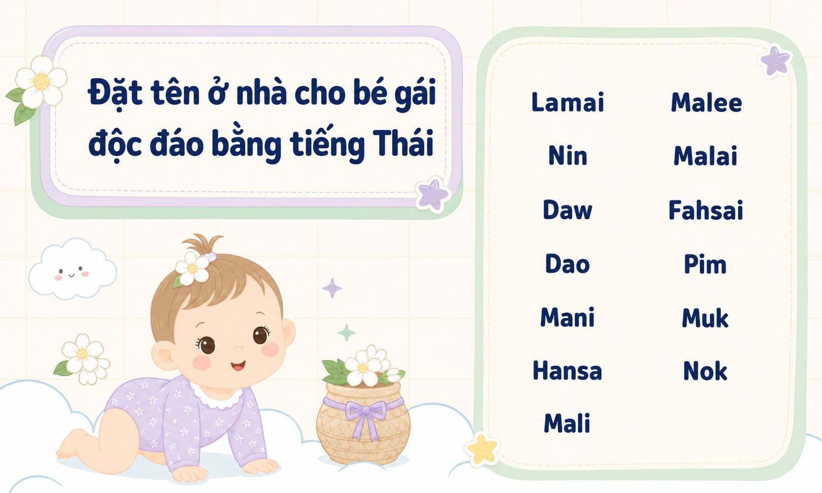 Danh sách tên ở nhà cho bé gái bằng tiếng Thái